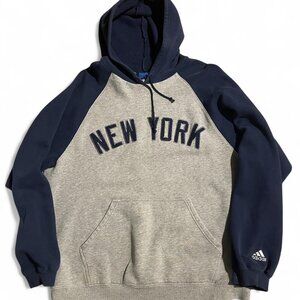 Grey and Navy Adidas New York Hoodie